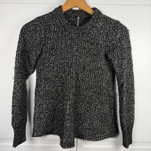 Athleta‎ Sweater Women's XS Sierra Crewneck  Black Marl Relaxed Wool Blend